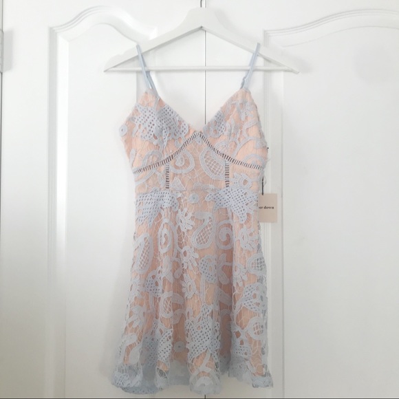 SOLD 🍓NWT Superdown Maci Lace Dress Light Blue XS - Picture 2 of 6